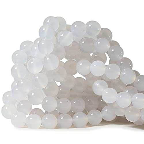 35 Stück 10 mm natürlicher weißer Achat-Edelstein, rund, lose Perlen für Schmuckherstellung, 1 Strang, 38,1 cm 35 Stück 10 mm natürlicher weißer Achat-Edelstein, rund, lose Perlen für Schmuckherstellung, 1 Strang, 38,1 cm von ADSUBHSJFAKK