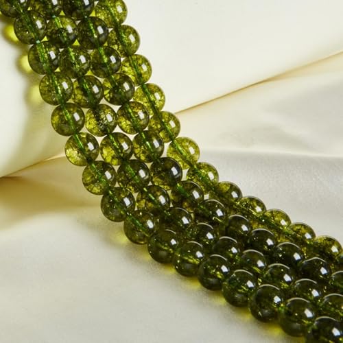 45 Stück 8 mm natürliche Peridot-Perlen, Edelsteinperlen, rund, lose Perlen für Schmuckherstellung von ADSUBHSJFAKK