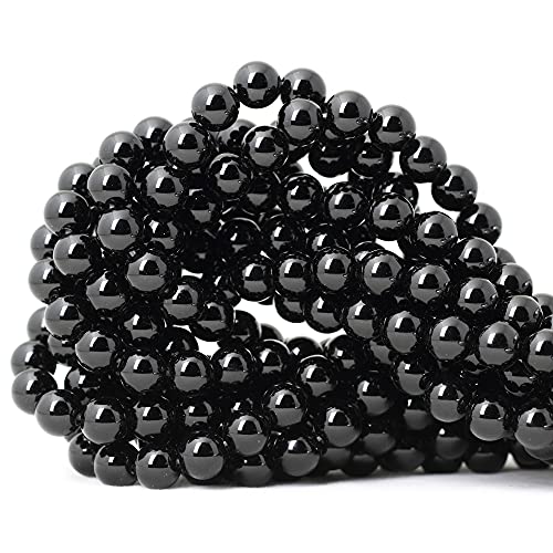 45 Stück 8 mm schwarze, glatte polierte Onyx-Achat-Edelsteine, rund, lose Perlen für Schmuckherstellung, 1 Strang, 38,1 cm von ADSUBHSJFAKK