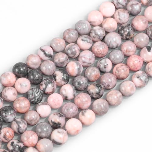 6 mm natürliche Edelsteine, rund, rosa, Zebra-Jaspis, lose Perlen für Schmuckherstellung, Armbänder, Halsketten, Ohrringe, Kunsthandwerk (60–62 Stück/Strang) von ADSUBHSJFAKK