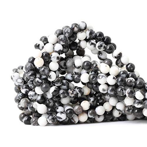 60 Stück 6 mm natürlicher schwarz-weißer Zebra-Jaspis, Edelstein, rund, lose Perlen, Kristall-Energiestein für DIY-Schmuckherstellung, 1 Strang, 38,1 cm von ADSUBHSJFAKK