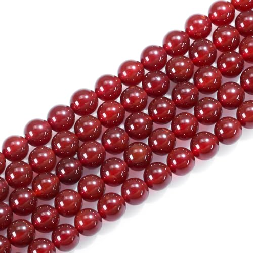 8 mm große natürliche Edelsteine, rund, roter Achat, lose Perlen für Schmuckherstellung, Armbänder, Halsketten, Ohrringe, Kunsthandwerk (45–48 Stück/Strang) von ADSUBHSJFAKK