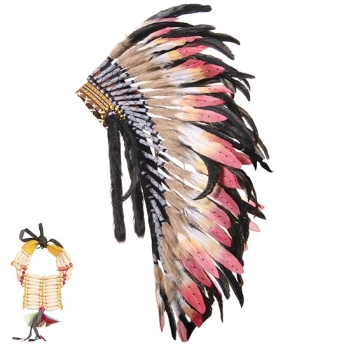 ADSUBHSJFAKK Großer Indianer-Kopfschmuck - Feder-Kopfschmuck und Choker für einheimische Dekoration, Karneval, Halloween und Rollenspiele von ADSUBHSJFAKK