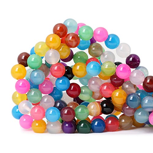 Bunte Achat-Edelsteine, rund, lose Perlen für Schmuckherstellung, 10 mm, 38,1 cm, 35 Stück von ADSUBHSJFAKK