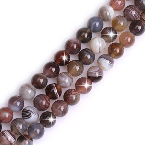 GEM-Inside 10 mm natürlicher Onyx, Botswana-Achat, rund, Halbedelstein-Chakren, großes Loch, Perlen für Schmuckherstellung, Bastelbedarf, 38,1 cm von ADSUBHSJFAKK