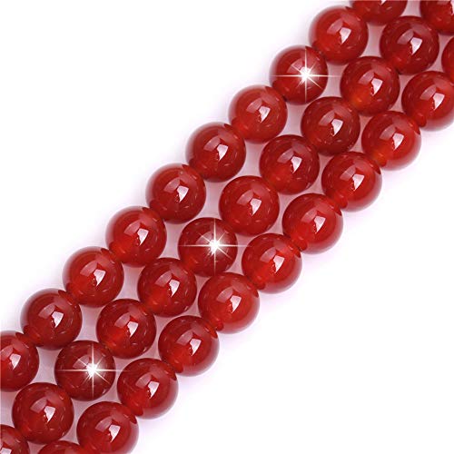 GEM-Inside 10 mm natürlicher roter Achatstein, rund, Halbedelstein-Chakren mit großem Loch, Perlen für Schmuckherstellung, Bastelbedarf, 38,1 cm von ADSUBHSJFAKK