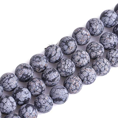 GEM-Inside 12 mm Naturstein, schwarzer Obsidian, Schneeflocke, Jaspis, gefrostet, kleine Perlen für Schmuckherstellung, 38,1 cm GEM-Inside 12 mm Naturstein, schwarzer Obsidian, Schneeflocke, Jaspis, gefrostet, kleine Perlen für Schmuckherstellung, 38,1 cm von ADSUBHSJFAKK