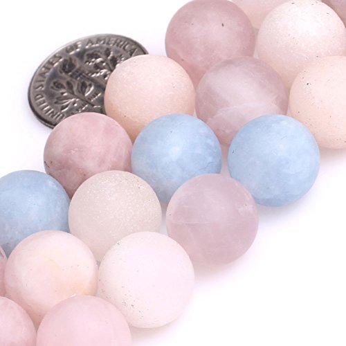 GEM-Inside 12 mm natürlicher, mehrfarbiger Morganit-Morgan-Stein, Halbedelstein, matt, mattiert, runde Perlen für Schmuckherstellung, 38,1 cm von ADSUBHSJFAKK