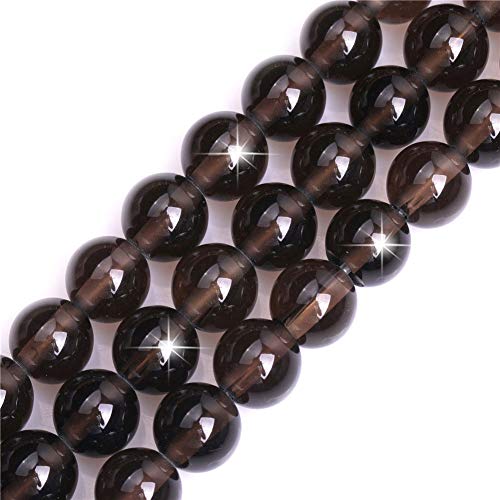 GEM-Inside 12 mm natürlicher Rauchquarz-Kristall, rund, Halbedelstein-Chakren, großes Loch, Perlen für Schmuckherstellung, DIY, Handarbeit, Bastelbedarf, 38,1 cm von ADSUBHSJFAKK
