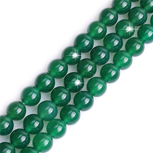 GEM-Inside 12 mm natürlicher grüner Achatstein, runde Halbedelstein-Chakren, große Lochperlen für Schmuckherstellung, DIY, Handarbeit, Bastelbedarf, 38,1 cm von ADSUBHSJFAKK
