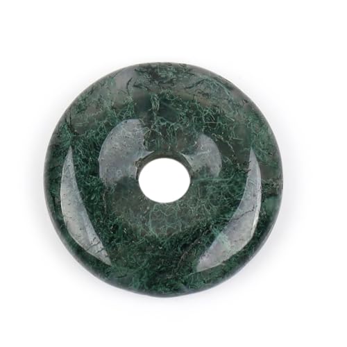 GEM-Inside 20 mm Moosachat-Stein, Kreis, Donut-Perlen für Anhänger, Schmuckherstellung, Power, Energie, Chakra, Massage, GuaSha-Schabwerkzeuge von ADSUBHSJFAKK