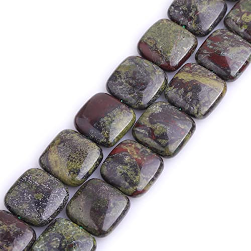 GEM-Inside 20 mm natürlicher Drachenblut, Jaspis, quadratisch, Chakren, Halbedelstein-Perlen für Schmuckherstellung, Strang, 38,1 cm von ADSUBHSJFAKK
