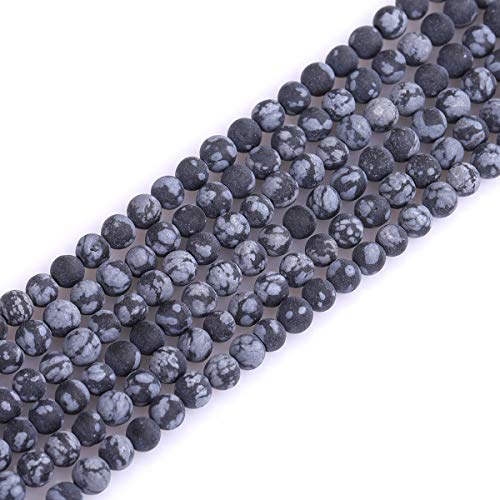 GEM-Inside 3 mm Naturstein, schwarzer Obsidian, Schneeflocke, Jaspis, facettiert, Abstandshalter, kleine Perlen für Schmuckherstellung, 38,1 cm von ADSUBHSJFAKK
