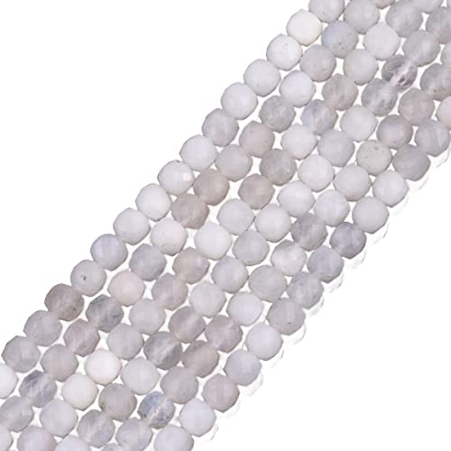 GEM-Inside 4 mm facettierte Würfel, natürlicher blauer Regenbogen-Mondstein, Abstandshalter, Perlen, Chakra, Schmuckherstellung, Perlen für Erwachsene, 38,1 cm von ADSUBHSJFAKK