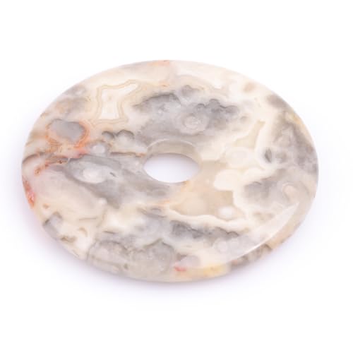 GEM-Inside 50 mm Crazy Lace Achat Stein Kreis Donuts Perlen für Anhänger Schmuckherstellung Power Energie Chakra Massage GuaSha Schaben Werkzeuge von ADSUBHSJFAKK