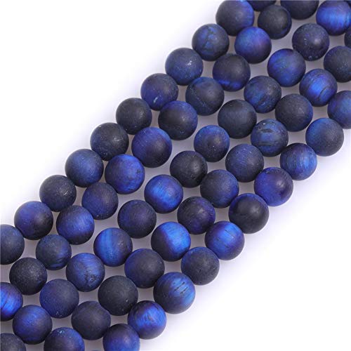 GEM-Inside 6 mm Naturstein Lapisblau Tigerauge, mattiert, matt, unpoliert, runde Perlen für Schmuckherstellung, Strang, 38,1 cm von ADSUBHSJFAKK
