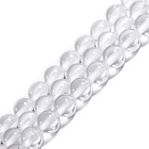 GEM-Inside 6 mm natürliche, weiße, klare Quarz-Kristalle, runde Halbedelstein-Chakren mit großem Loch für Schmuckherstellung, DIY, Handarbeit, Bastelbedarf, 38,1 cm von ADSUBHSJFAKK