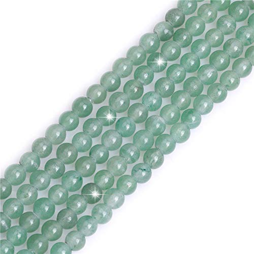 GEM-Inside 6 mm natürliche grüne Aventurin-Jade, runde Halbedelstein-Chakren mit großem Loch, Perlen für Schmuckherstellung, Bastelbedarf, 38,1 cm von ADSUBHSJFAKK