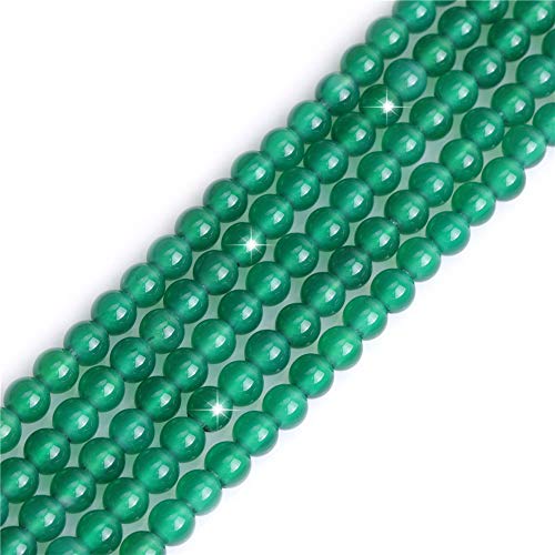 GEM-Inside 6 mm natürlicher grüner Achatstein, runde Halbedelstein-Chakren, große Lochperlen für Schmuckherstellung, DIY, Handarbeit, Bastelbedarf, 38,1 cm von ADSUBHSJFAKK