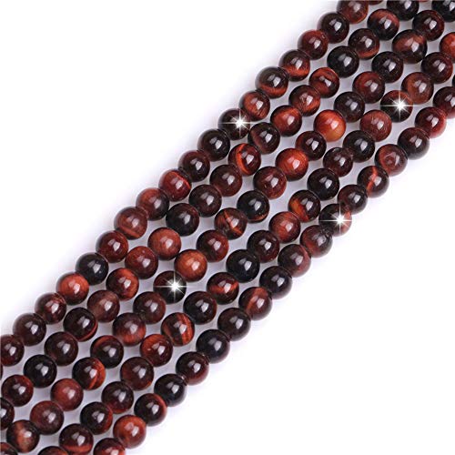 GEM-Inside 6 mm natürlicher roter Tigeraugenstein, runde Halbedelstein-Chakren, große Lochperlen für Schmuckherstellung, DIY, Handarbeit, Bastelbedarf, 38,1 cm von ADSUBHSJFAKK