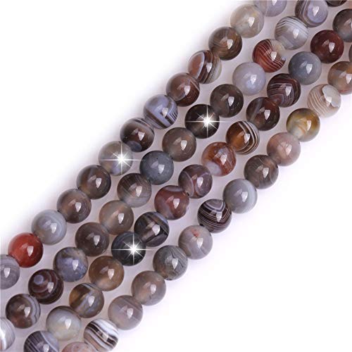 GEM-Inside 8 mm natürlicher Onyx, Botswana-Achat, rund, Halbedelstein-Chakren, große Lochperlen für Schmuckherstellung, DIY, Handarbeit, Bastelbedarf, 38,1 cm von ADSUBHSJFAKK