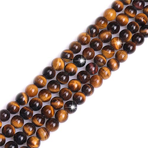 GEM-Inside 8 mm natürlicher gelber Tigeraugenstein, runde Halbedelstein-Chakren, große Lochperlen für Schmuckherstellung, DIY, Handarbeit, Bastelbedarf, 38,1 cm von ADSUBHSJFAKK