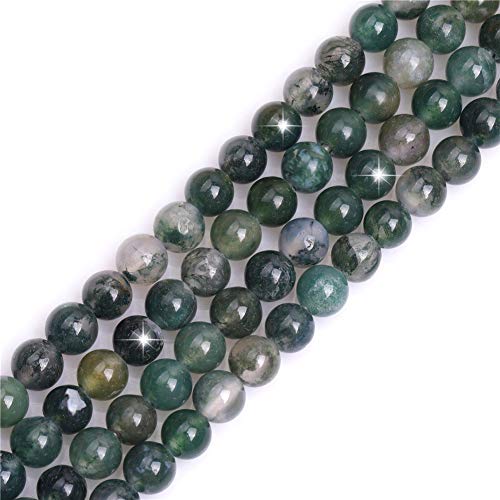 GEM-Inside 8 mm natürlicher grüner Moos-Achat-Stein, rund, Halbedelstein-Chakren, großes Loch, Perlen für Schmuckherstellung, Bastelbedarf, 38,1 cm GEM-Inside 8 mm natürlicher grüner Moos-Achat-Stein, rund, Halbedelstein-Chakren, großes Loch, Perlen für Schmuckherstellung, Bastelbedarf, 38,1 cm von ADSUBHSJFAKK