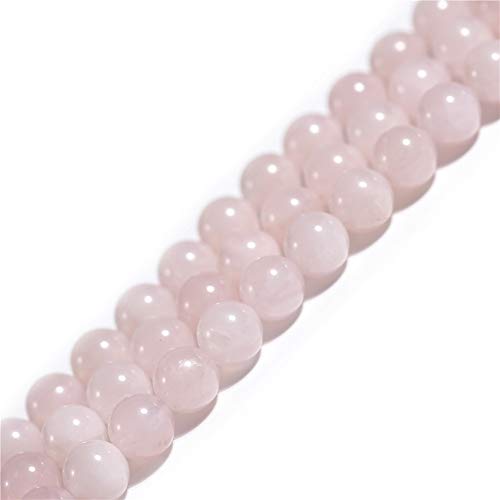 GEM-Inside 8 mm natürlicher rosa Rosenquarz-Kristall, rund, Halbedelstein-Chakren, großes Loch, Perlen, Grau, für Schmuckherstellung, DIY, Handarbeit, Bastelbedarf, 38,1 cm von ADSUBHSJFAKK