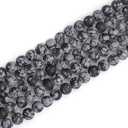 GEM-Inside Abstandshalter aus Naturstein, schwarzer Obsidian, Schneeflocke, Jaspis, mattiert, kleine Perlen für Schmuckherstellung, 38,1 cm von ADSUBHSJFAKK