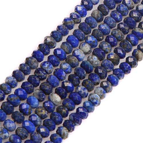 GEM-Inside Abstandshalter für Schmuckherstellung, 3 x 4 mm, blauer Lapislazuli-Edelstein, facettierte Rondelle, Abstandshalter für Schmuckherstellung, 38,1 cm von ADSUBHSJFAKK