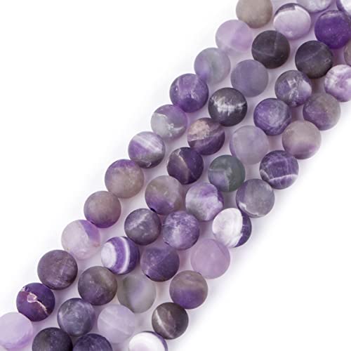 GEM-Inside Amethyst-Edelsteinperlen, matt, mattiert, rund, natürlich, 8 mm, Energiestein, Energie für Schmuckherstellung, 38,1 cm von ADSUBHSJFAKK