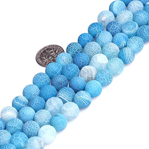 GEM-Inside Blauer Achat-Edelstein, lose Perlen, 10 mm, rund, Frostkristall, Energiestein, Kraft für Schmuckherstellung, 38,1 cm, gefärbte Farbe GEM-Inside Blauer Achat-Edelstein, lose Perlen, 10 mm, rund, Frostkristall, Energiestein, Kraft für Schmuckherstellung, 38,1 cm, gefärbte Farbe von ADSUBHSJFAKK