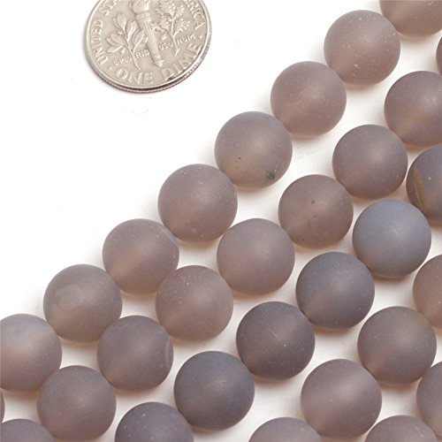 GEM-Inside Grauer Blatt-Achat-Edelstein, lose Perlen, natürlich, 10 mm, mattiert, rund, Energiestein, Energie für Schmuckherstellung, 38,1 cm von ADSUBHSJFAKK