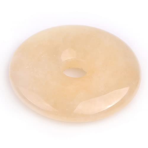 GEM-Inside Jade-Edelstein, lose Perlen, echte natürliche hellgelbe Zweifel-Ring, Kristall, Energiestein, Kraft für Ohrring-, Anhänger-, Schmuckherstellung, 1 Stück, 30 mm von ADSUBHSJFAKK
