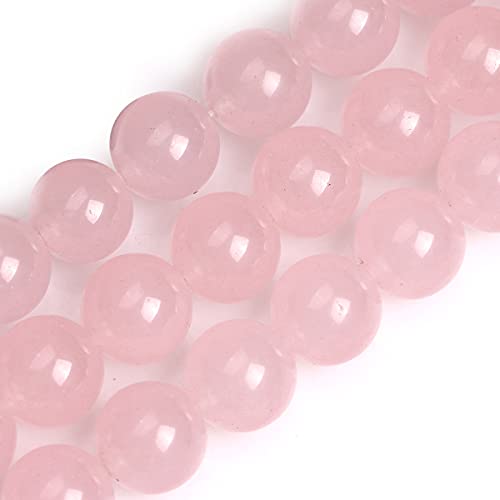 GEM-Inside Jade-Edelsteinperlen für Schmuckherstellung, lose Perlen, glatt, rund, Kristall, Energiestein, 14 mm, Rosa, 38,1 cm von ADSUBHSJFAKK