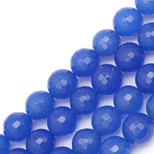 GEM-Inside Malaiische Jade, rund, factiert, blau, 14 mm, 38,1 cm, für Schmuckherstellung, Perlen, Armbänder, Halsketten von ADSUBHSJFAKK
