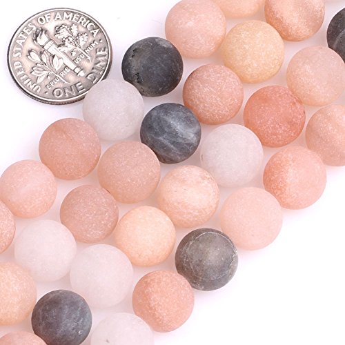 GEM-Inside Mehrfarbige Mondstein-Edelsteine, lose Perlen, natürliche Energie, Power-Perlen für Schmuckherstellung, 10 mm, matt, matt, rund, 38,1 cm von ADSUBHSJFAKK