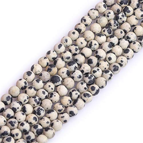 GEM-Inside Natürliche 4 mm Dalmatiner-Dalmatiner-Jaspis, lose Perlen, mattiert, matt, unpoliert, runde Perlen für selbstgemachte Modeschmuckherstellung, 38,1 cm von ADSUBHSJFAKK