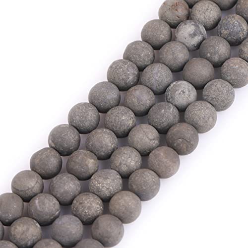 GEM-Inside Natürliche 8 mm Bronw-Pyrit-Edelstein, lose Perlen, mattiert, rund, Energiestein, Power-Perlen für Schmuckherstellung, 38,1 cm von ADSUBHSJFAKK