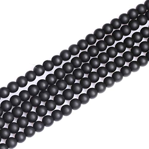 GEM-Inside Natürliche 8 mm schwarze Achat-Edelsteine, lose Perlen, rund, matt, Brasilien-Kristall, Energiestein, Kraft für Schmuckherstellung, 38,1 cm GEM-Inside Natürliche 8 mm schwarze Achat-Edelsteine, lose Perlen, rund, matt, Brasilien-Kristall, Energiestein, Kraft für Schmuckherstellung, 38,1 cm von ADSUBHSJFAKK