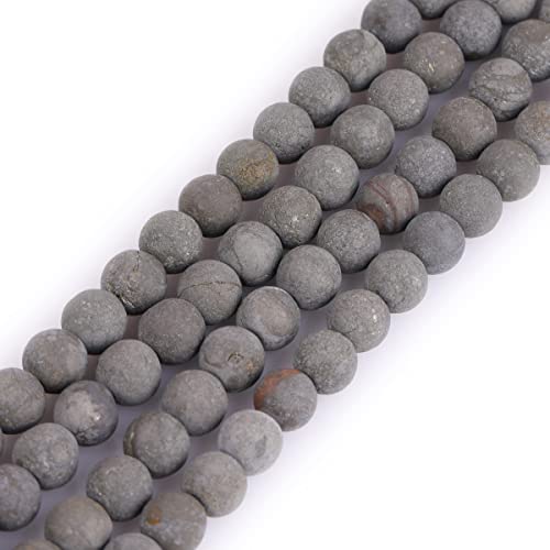 GEM-Inside Natürliche Pyrit-Edelsteine, 6 mm, lose Perlen, mattiert, rund, Energiestein, Power-Perlen für Schmuckherstellung, 38,1 cm von ADSUBHSJFAKK