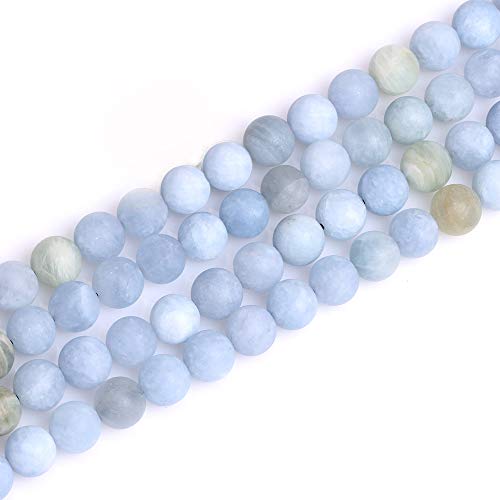 GEM-Inside Natürlicher Aquamarin-Quarz-Edelstein, lose Perlen, mattiert, rund, Klasse A, Energiestein, Kraft für Schmuckherstellung, 38,1 cm GEM-Inside Natürlicher Aquamarin-Quarz-Edelstein, lose Perlen, mattiert, rund, Klasse A, Energiestein, Kraft für Schmuckherstellung, 38,1 cm von ADSUBHSJFAKK