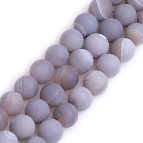 GEM-Inside Perlen aus mattiertem, grauem Achat, lose Perlen, natürliche Energie, Heilkraft, Perlen für Schmuckherstellung, rund, 38,1 cm, 12 mm GEM-Inside Perlen aus mattiertem, grauem Achat, lose Perlen, natürliche Energie, Heilkraft, Perlen für Schmuckherstellung, rund, 38,1 cm, 12 mm von ADSUBHSJFAKK