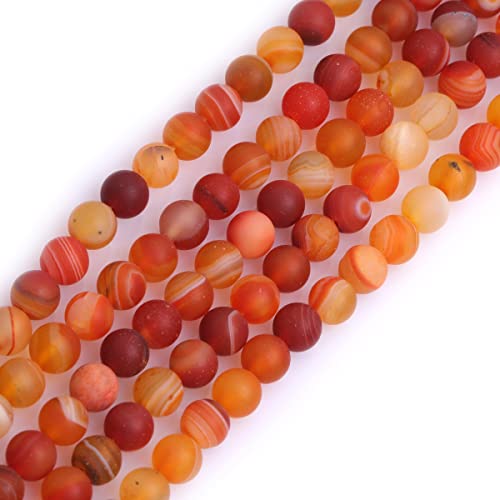 GEM-Inside Perlen aus mattiertem orangefarbenem Achat, lose Perlen, natürliche Energie, Heilkraft, für Schmuckherstellung, rund, 38,1 cm, 6 mm von ADSUBHSJFAKK