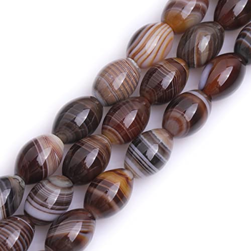 GEM-Inside Stripe Botswana-Achat-Edelstein, lose Perlen, natürlich, 10 x 14 mm, Bronw, Olivaria-Kristall, Energiestein, Kraft für Schmuckherstellung, 38,1 cm GEM-Inside Stripe Botswana-Achat-Edelstein, lose Perlen, natürlich, 10 x 14 mm, Bronw, Olivaria-Kristall, Energiestein, Kraft für Schmuckherstellung, 38,1 cm von ADSUBHSJFAKK