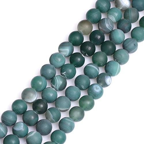 GEM-Inside gebänderte grüne Achat-Edelsteine, lose Perlen, natürliche Energie, Power-Perlen für Schmuckherstellung, 12 mm, rund, Frost, 38,1 cm von ADSUBHSJFAKK