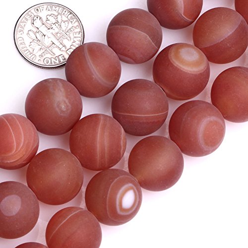 GEM-Inside gestreifte Achat-Edelsteine, lose Perlen, natürlich, 14 mm, rot, rund, mattiert, Energiestein, Power-Perlen für Schmuckherstellung, 38,1 cm von ADSUBHSJFAKK
