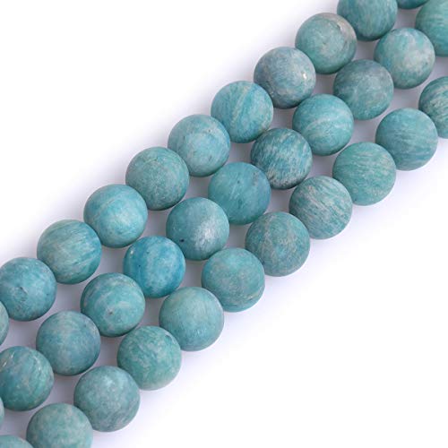 GEM-Inside natürliche mattierte blaue Russland-Amazonit-Edelsteine, lose Perlen, 10 mm, Steinkraft für Schmuckherstellung, 38,1 cm von ADSUBHSJFAKK