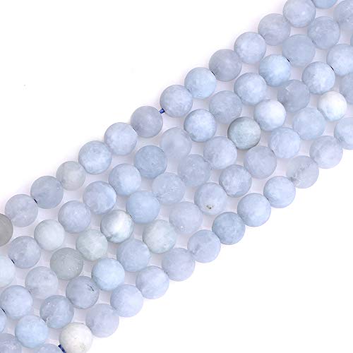 GEM-Inside natürlicher Aquamarin-Quarz-Edelstein, lose Perlen, mattiert, rund, Klasse A, Energiestein, Kraft für Schmuckherstellung, 38,1 cm GEM-Inside natürlicher Aquamarin-Quarz-Edelstein, lose Perlen, mattiert, rund, Klasse A, Energiestein, Kraft für Schmuckherstellung, 38,1 cm von ADSUBHSJFAKK