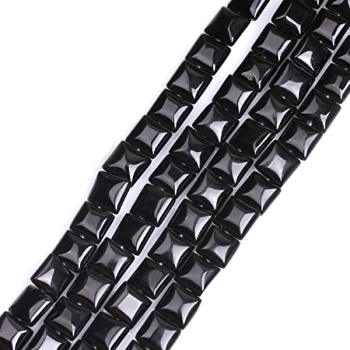 GEM-Inside schwarze Achat-Edelsteine, lose Perlen, natürlich, 10 mm, quadratisch, Kristall-Energiestein, Kraft für Schmuckherstellung, 38,1 cm von ADSUBHSJFAKK